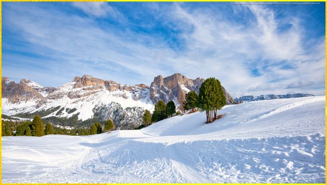 Pista da sci e Gruppo del Sella dal Col Raiser in Val Gardena