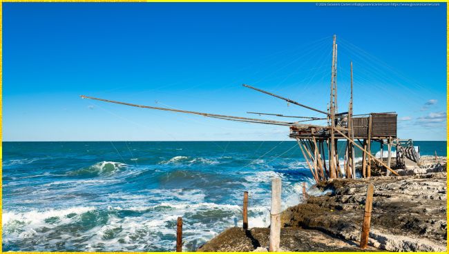 Traditional fishing structure at San Lorenzo Bay in Vieste